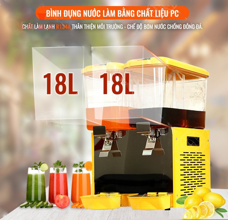 MÁY LÀM MÁT NƯỚC TRÁI CÂY 2 NGĂN 18Lx2